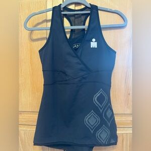 IRONMAN Black Athletic Tank Top with Geometric Design